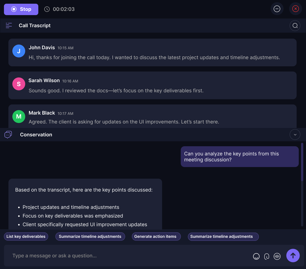 Rakai.ai discreet AI meeting assistant interface preview